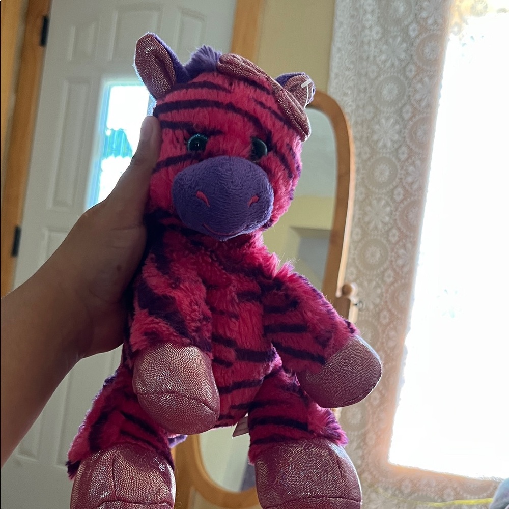 Glittery Pink and Purple Zebra Plush Toy